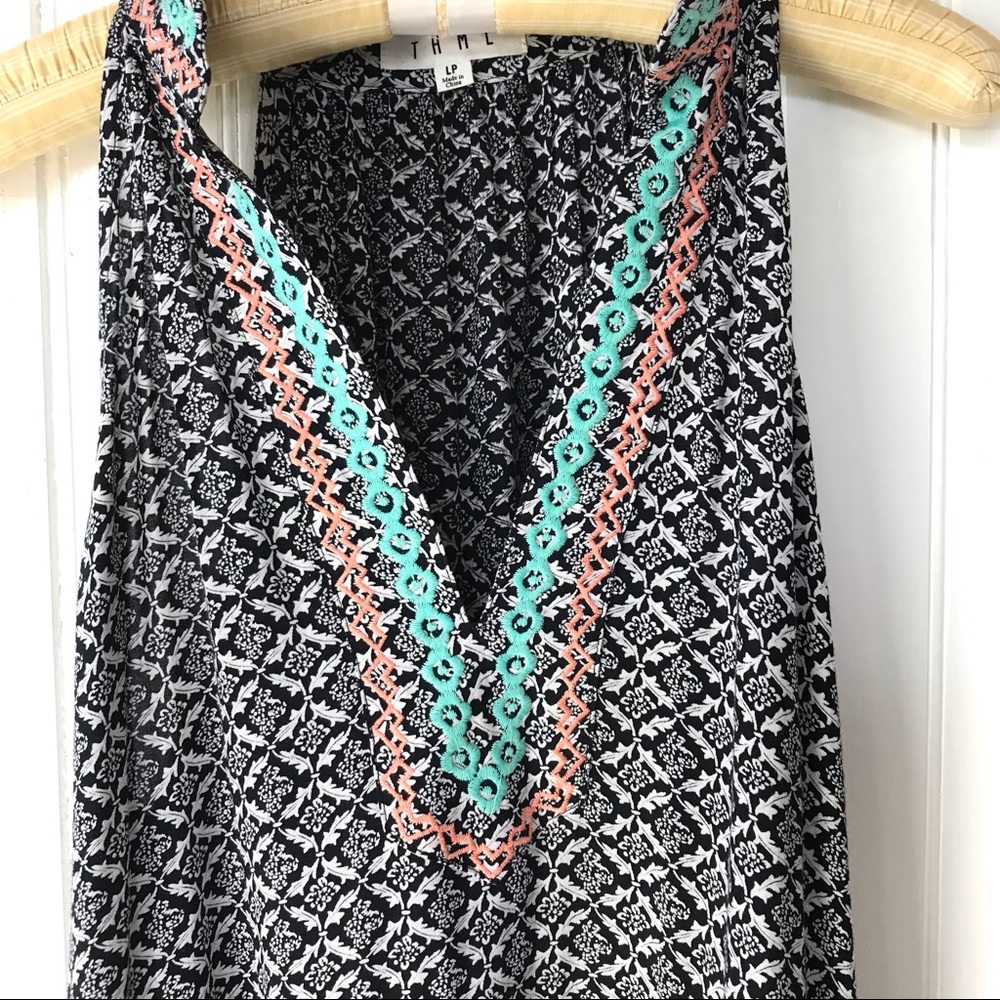 THML sleeveless rayon embroidered dress on women’s size LP